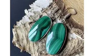 Malachite 925 Silver plated Earrings