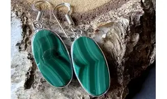 Malachite 925 Silver plated Earrings