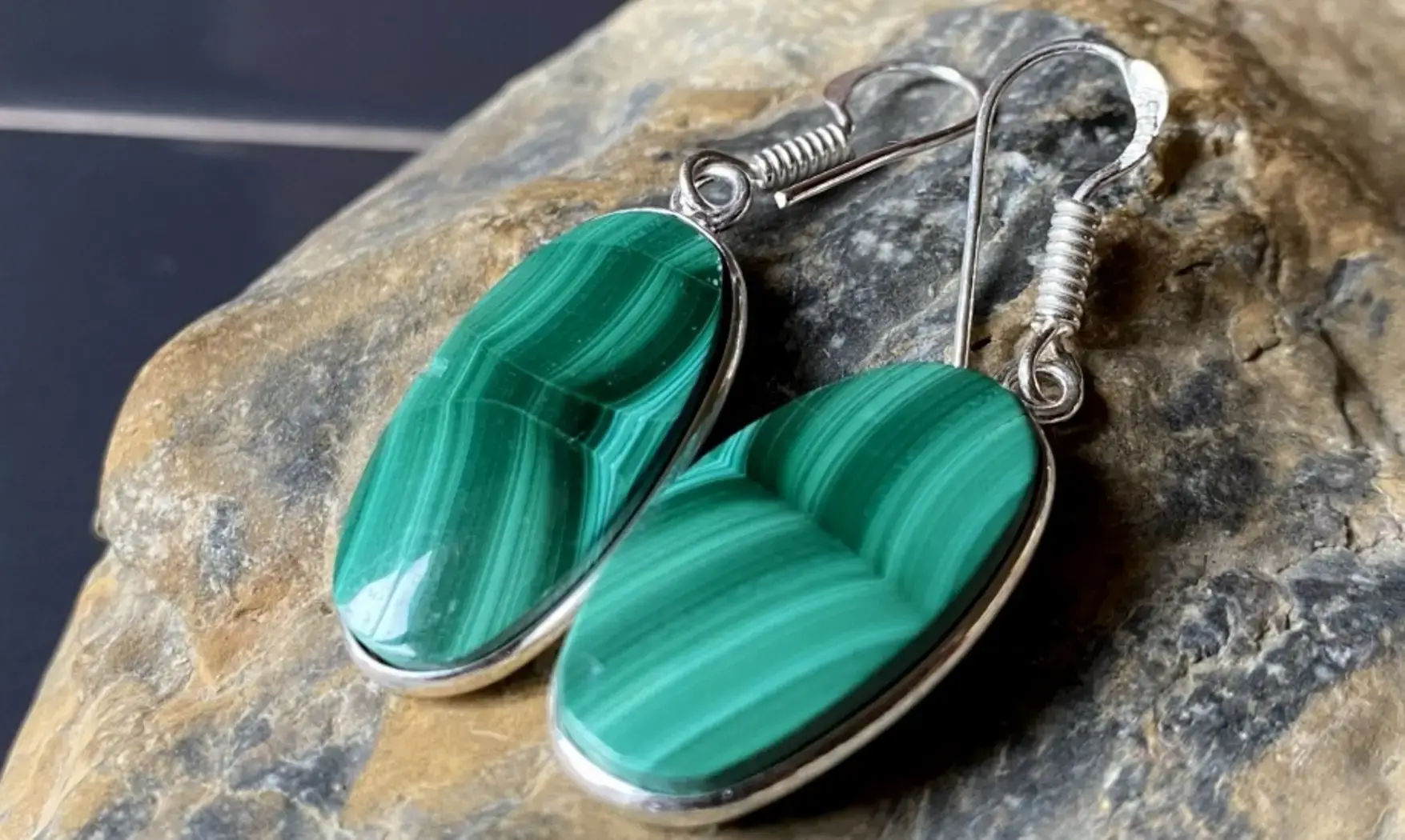 Malachite 925 Silver plated Earrings