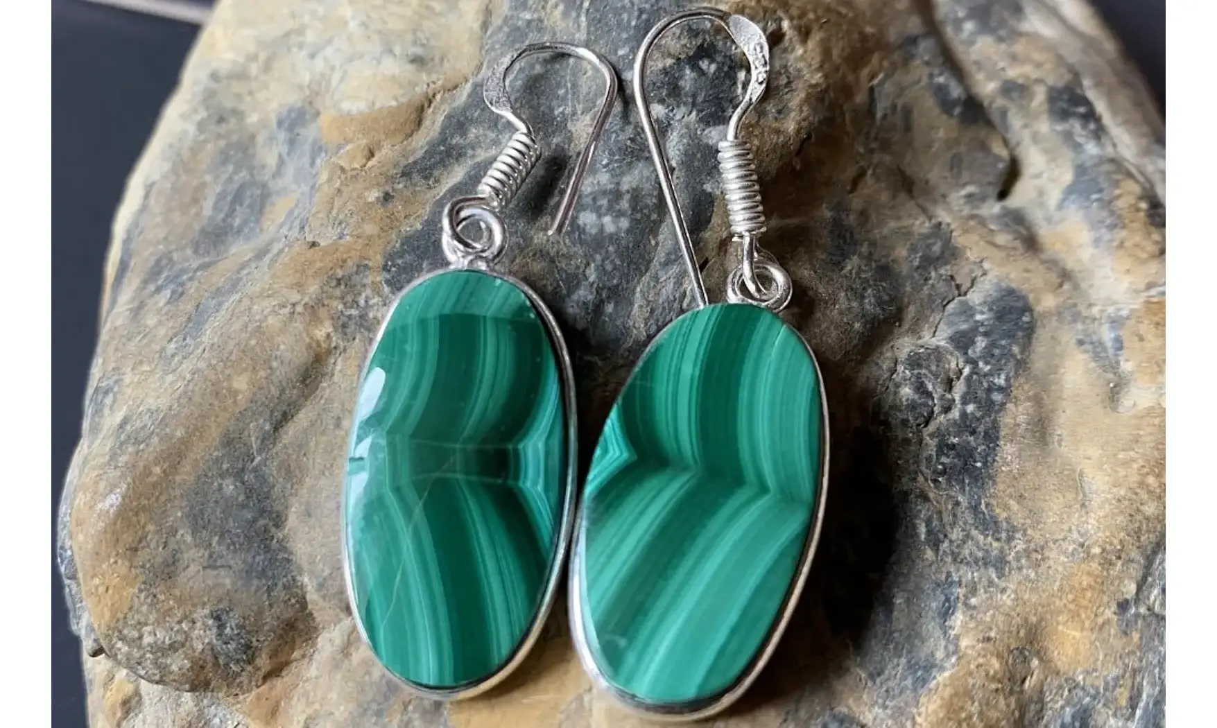 Malachite 925 Silver plated Earrings