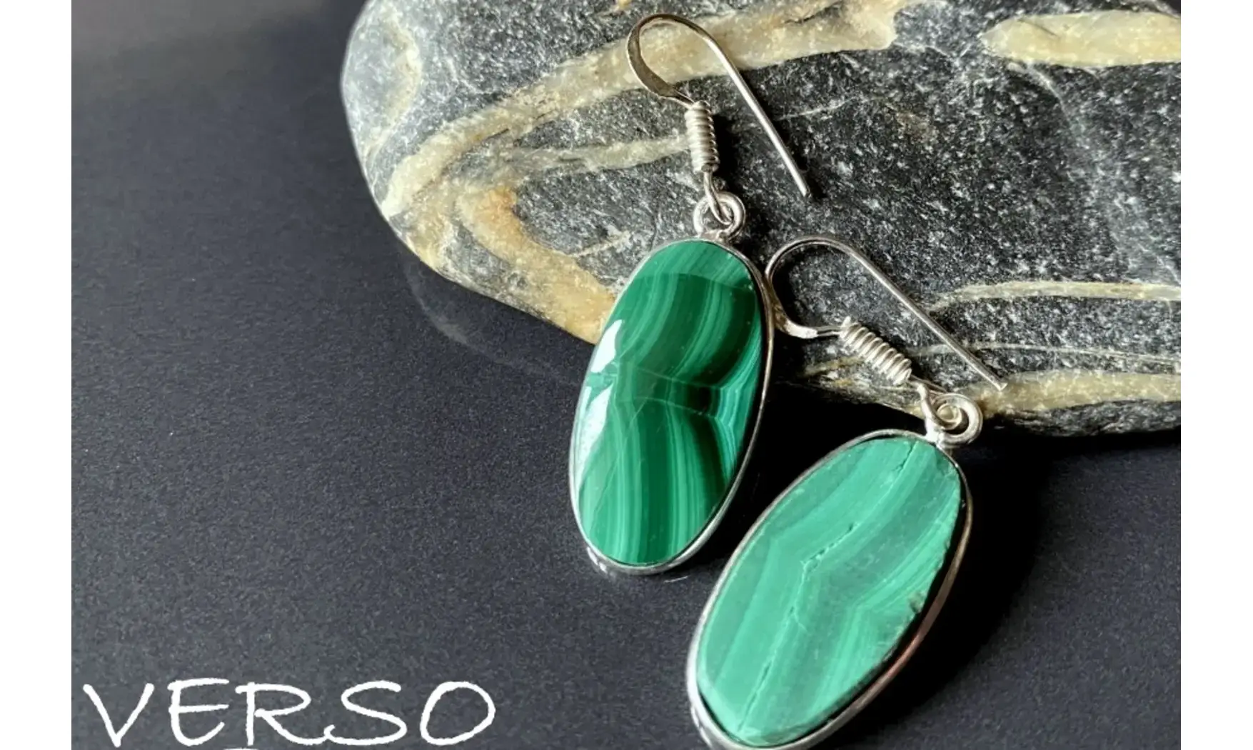 Malachite 925 Silver plated Earrings
