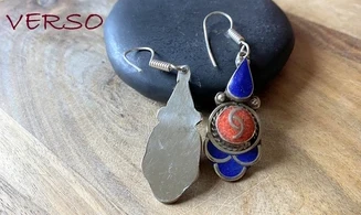 Tibetan Lapis lazuli / Coral Earring