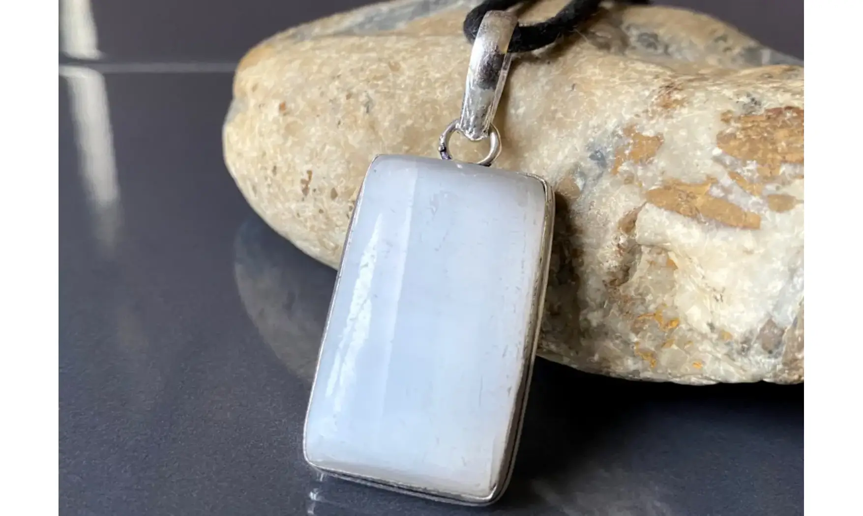 Selenite & 925 Silver plated pendant