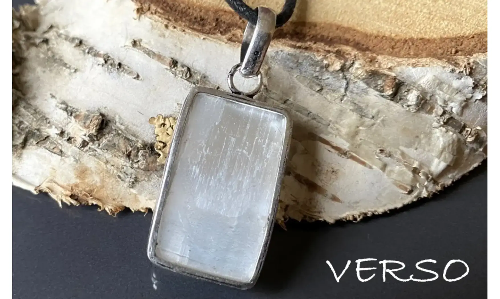 Selenite & 925 Silver plated pendant