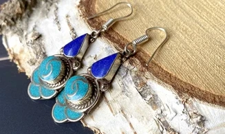 Turquoise / Lapis BO Tibétaine Argent