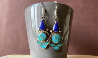 Turquoise / Lapis BO Tibétaine Argent
