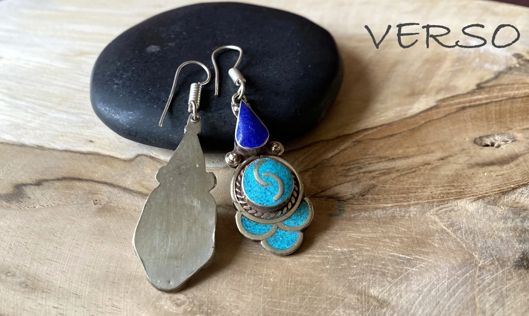 Turquoise / Lapis BO Tibétaine Argent