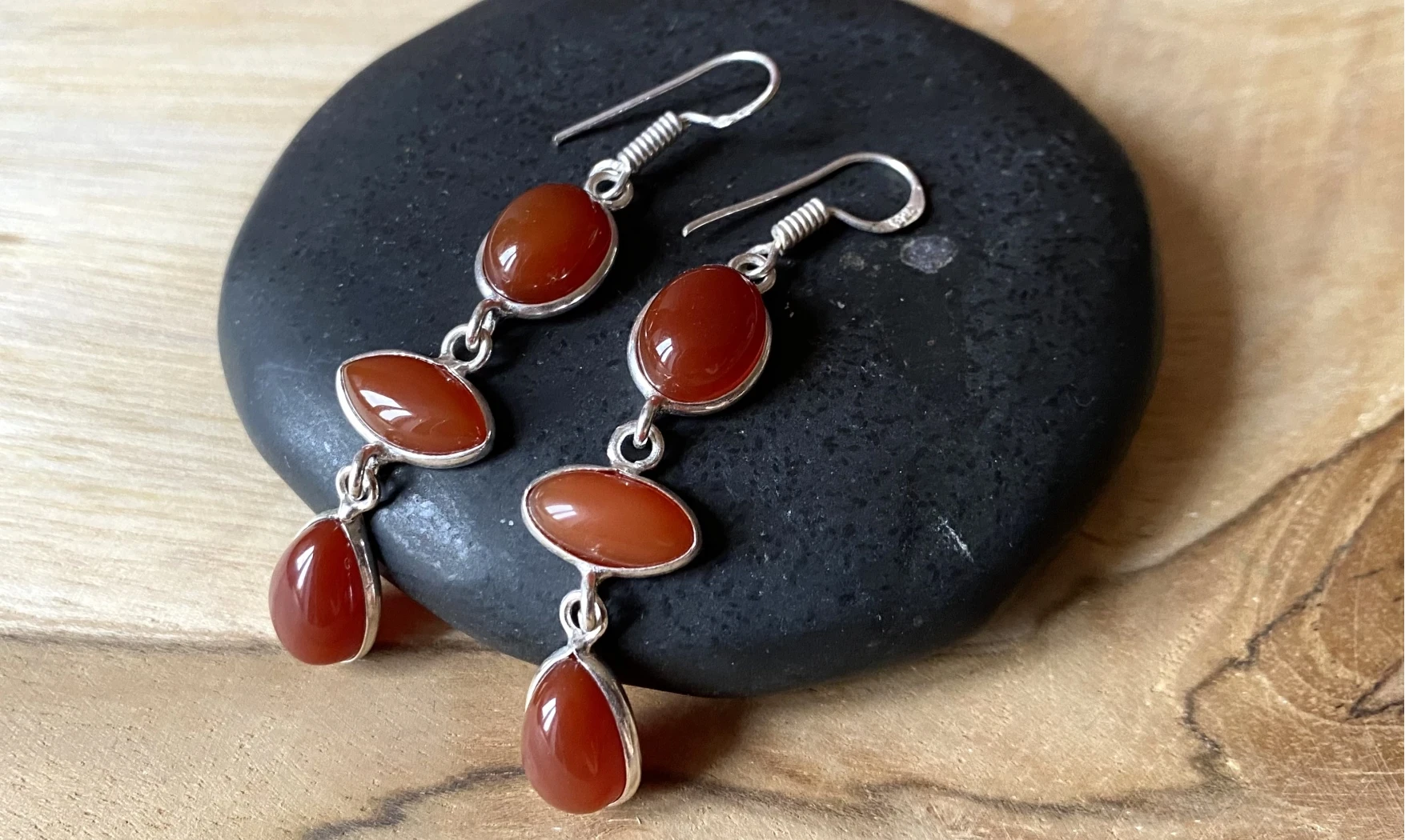 Cornelian 925 Silver plated Earring
