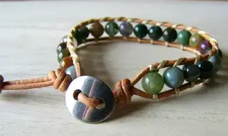 Moss Agate Bracelet Round beads Boho