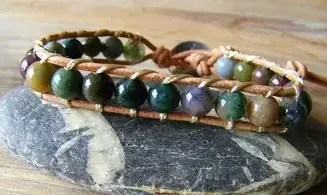 Agate Mousse Bracelet perles pierres