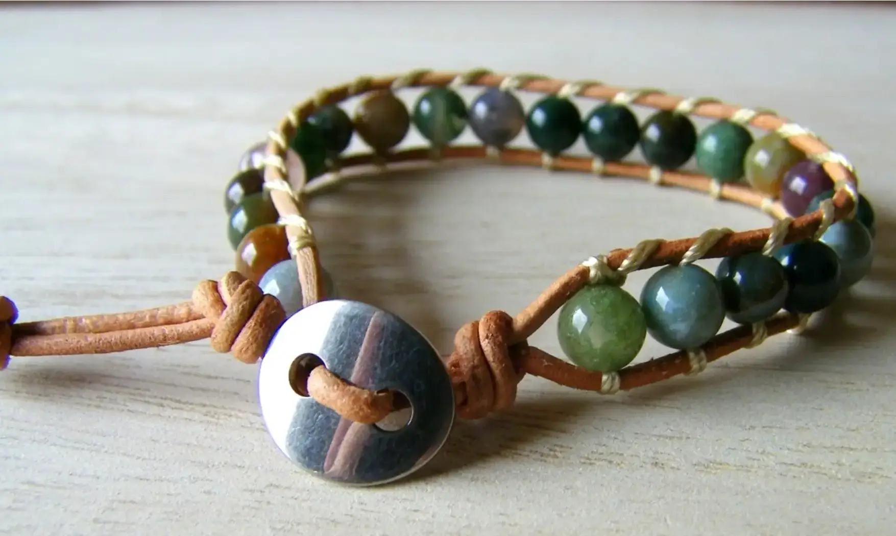 Agate Mousse Bracelet perles pierres