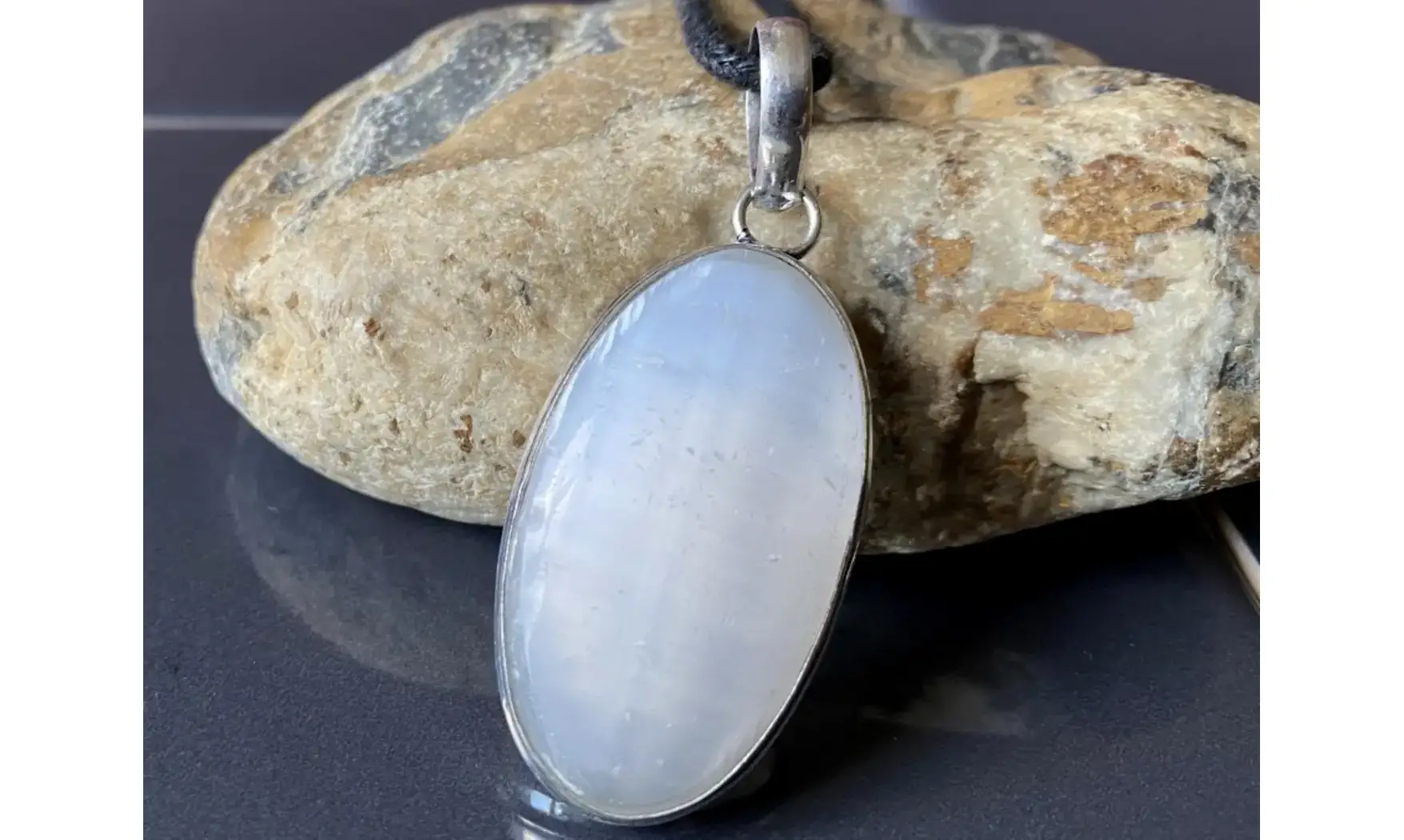 Sélénite pierre pendentif & Argent
