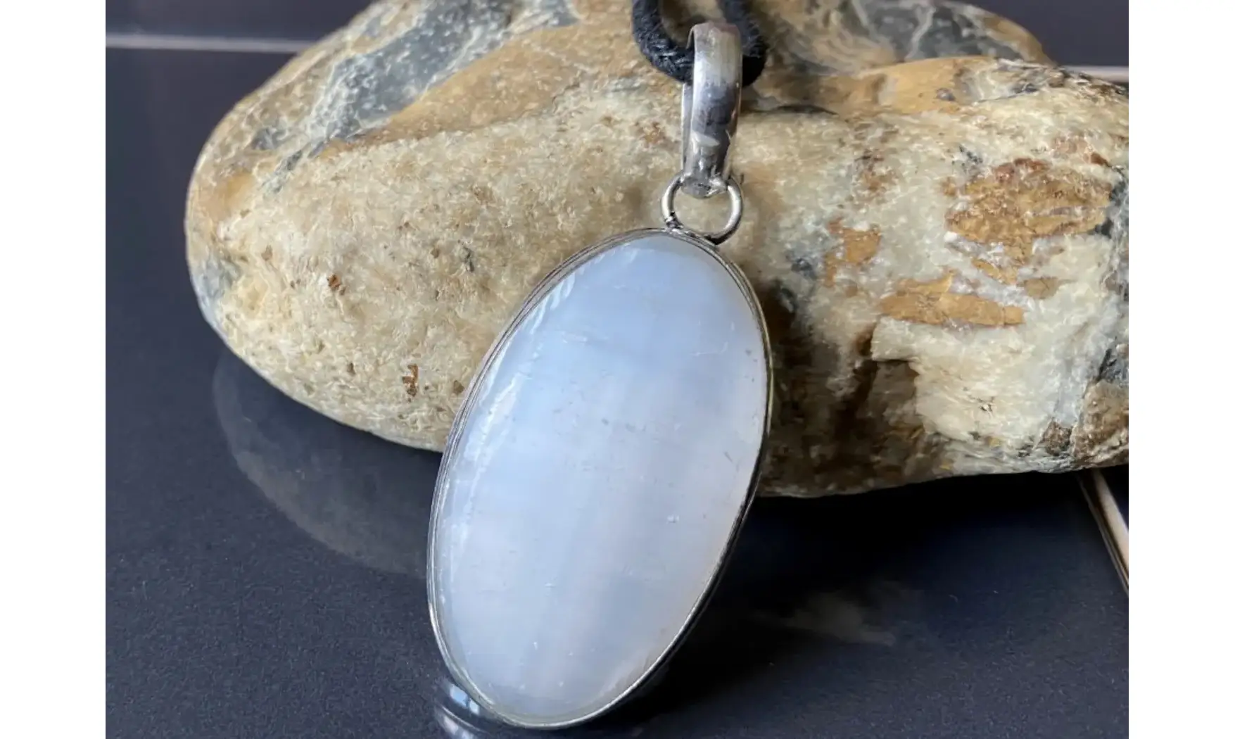 Sélénite pierre pendentif & Argent