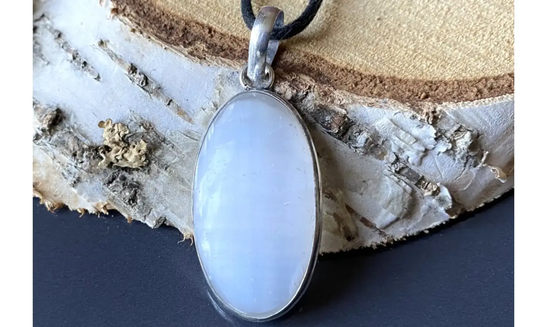 Sélénite pierre pendentif & Argent