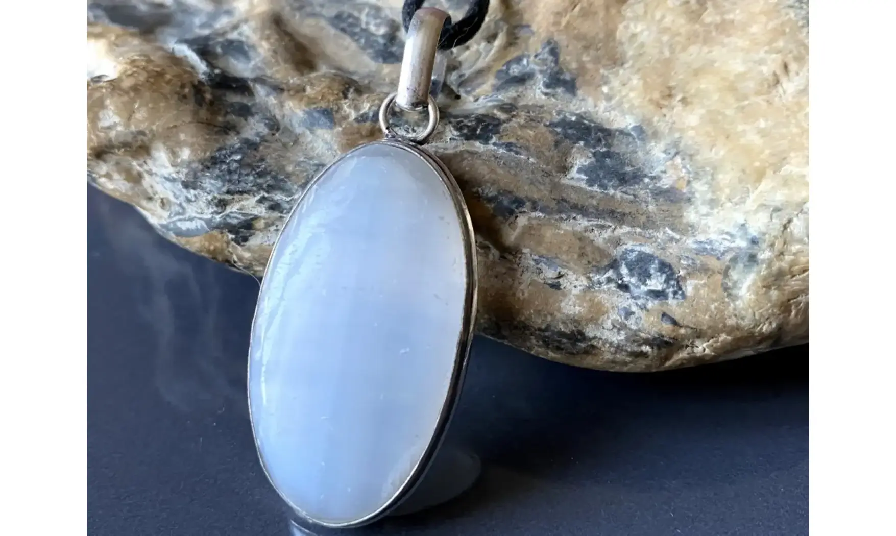 Sélénite pierre pendentif & Argent