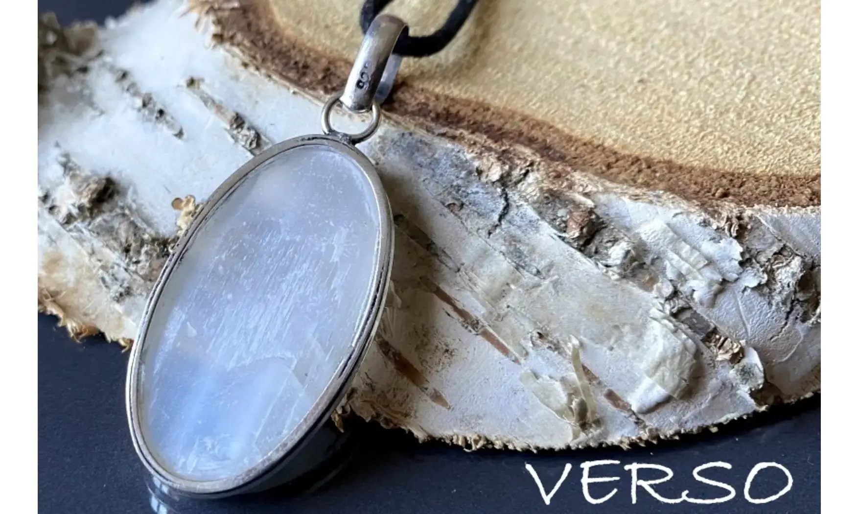 Sélénite pierre pendentif & Argent