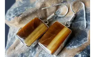 Tiger Eye 925 Silver plated Earrings