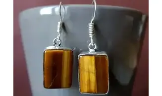 Tiger Eye 925 Silver plated Earrings