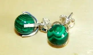 Boules pierre Malachite Argent