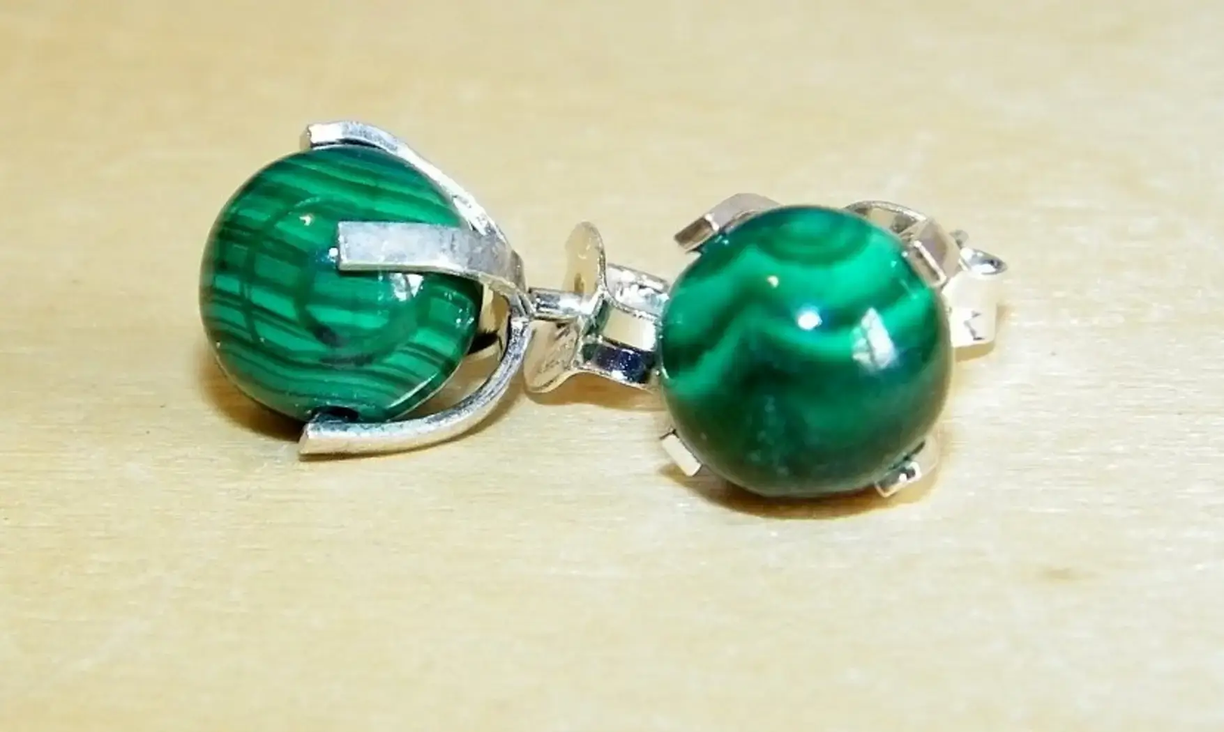 Boules pierre Malachite Argent