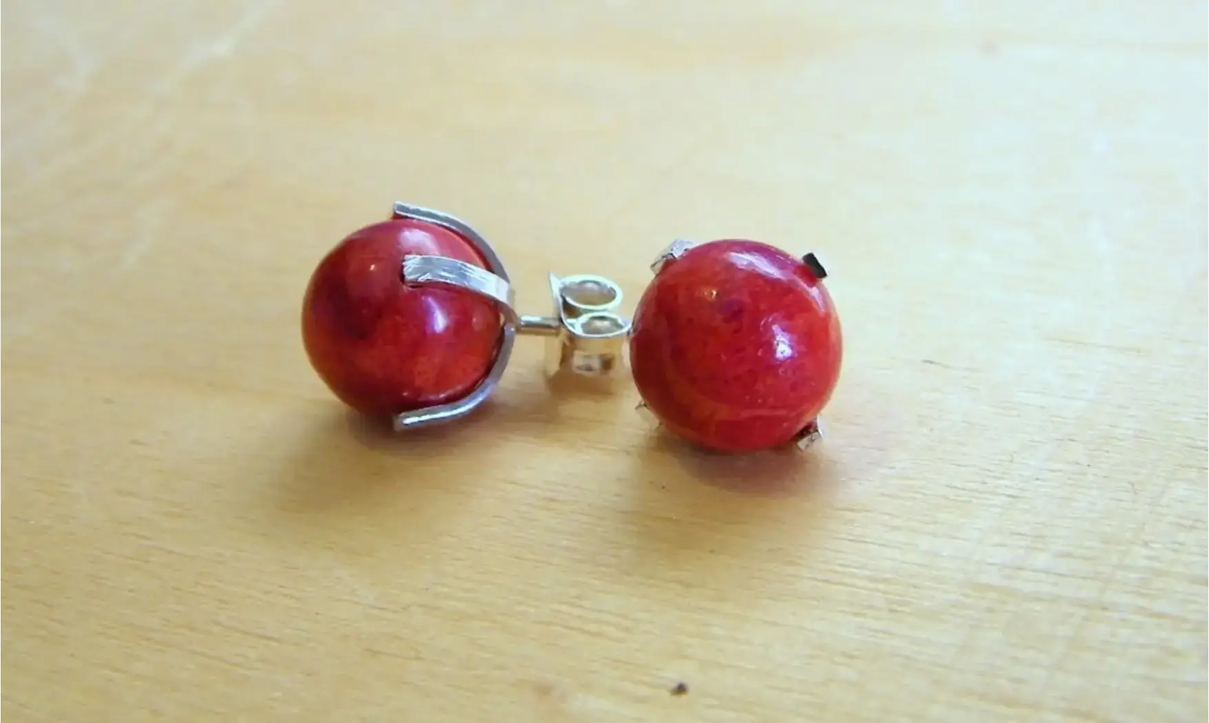 Boules pierre Corail rouge Argent
