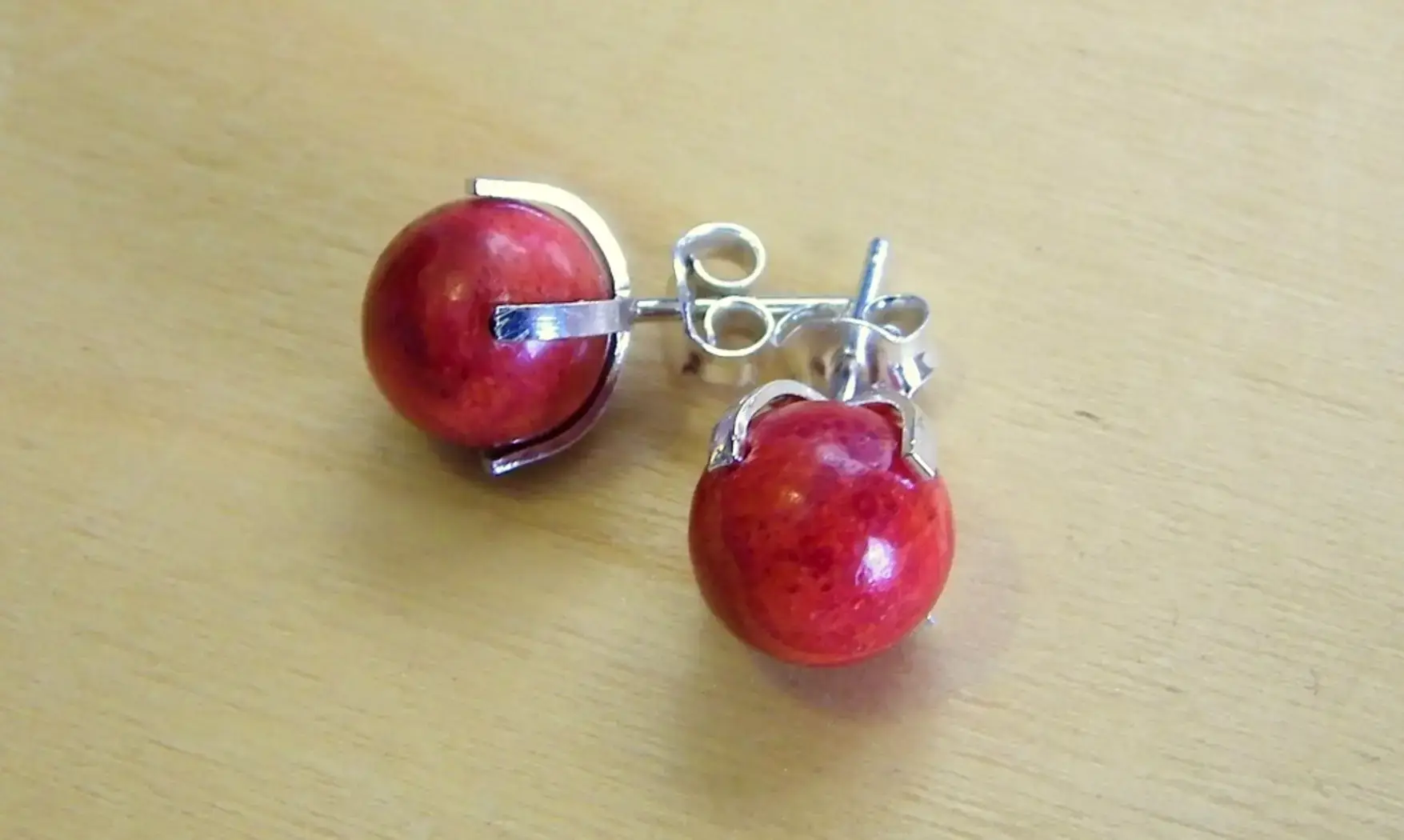 Boules pierre Corail rouge Argent