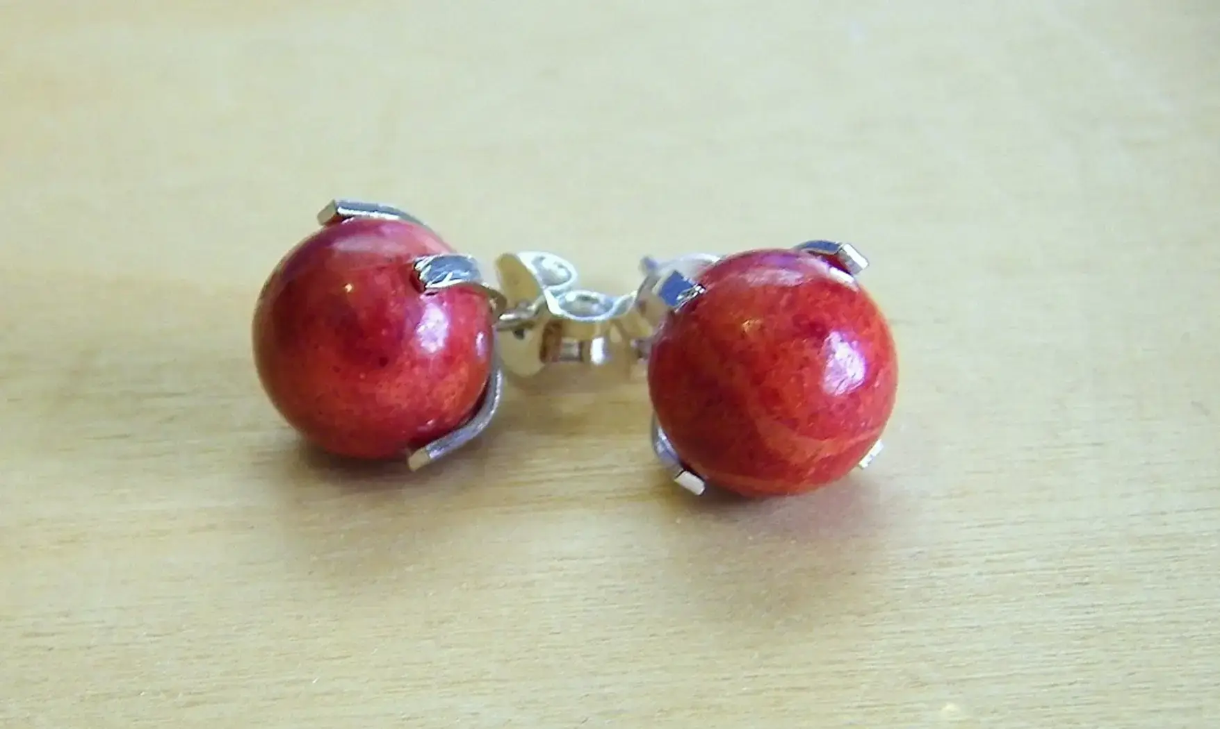 Boules pierre Corail rouge Argent