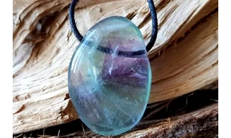 Rainbow Fluorite stone drilled pendant 6