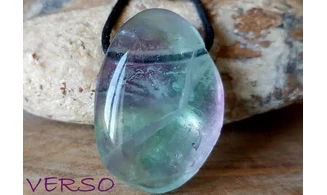 Rainbow Fluorite stone drilled pendant 6