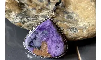 Charoite & 925 Silver plated pendant