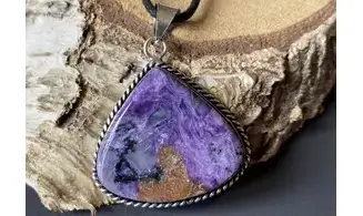 Charoite & 925 Silver plated pendant