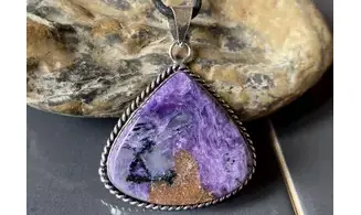 Charoite & 925 Silver plated pendant