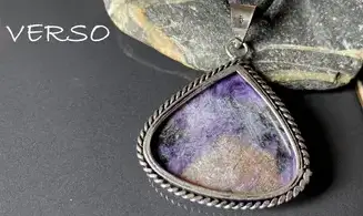 Charoite & 925 Silver plated pendant