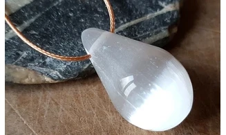 Soapstone Selenite stone drilled pendant