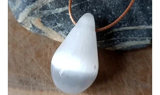 Soapstone Selenite stone drilled pendant
