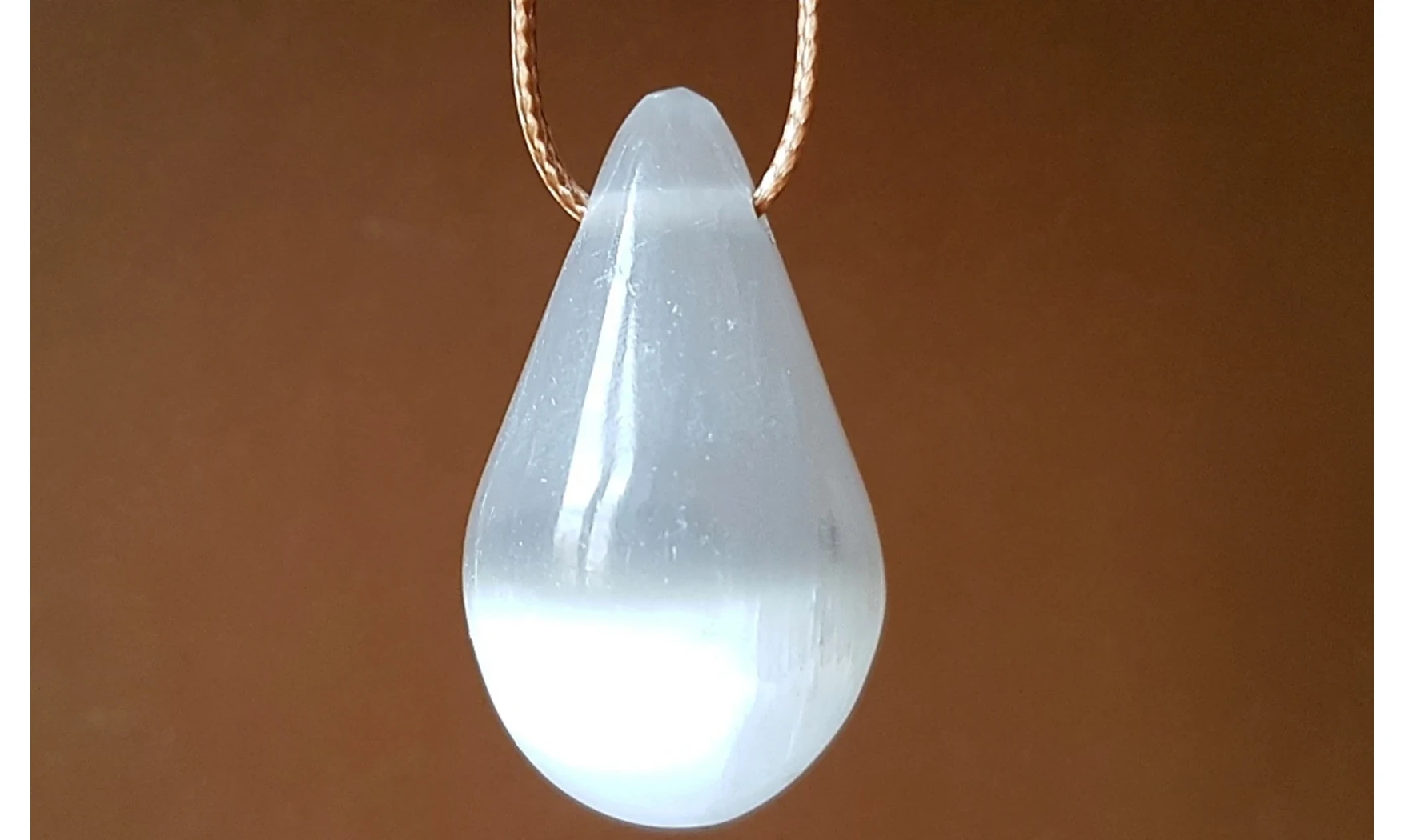 Sélénite pierre percée pendentif