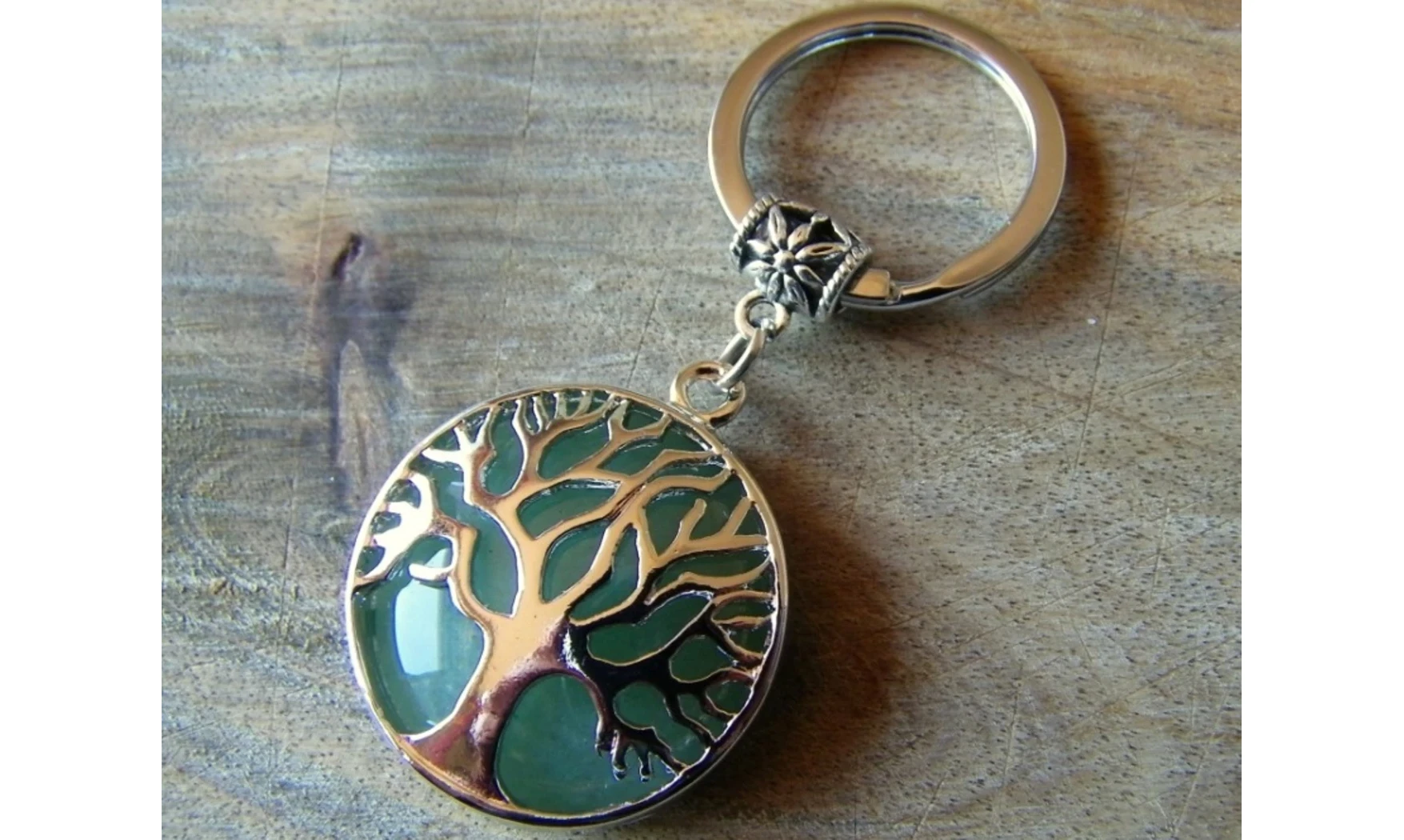 Aventurine verte Arbre de vie porte-clés