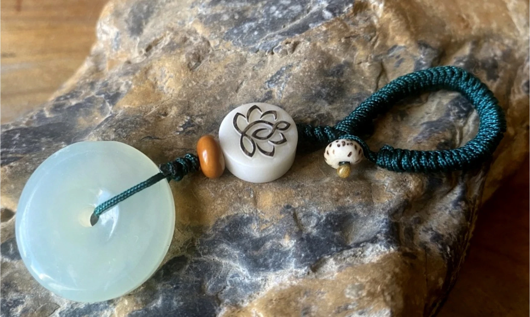 Jade Zen Lotus Keychain