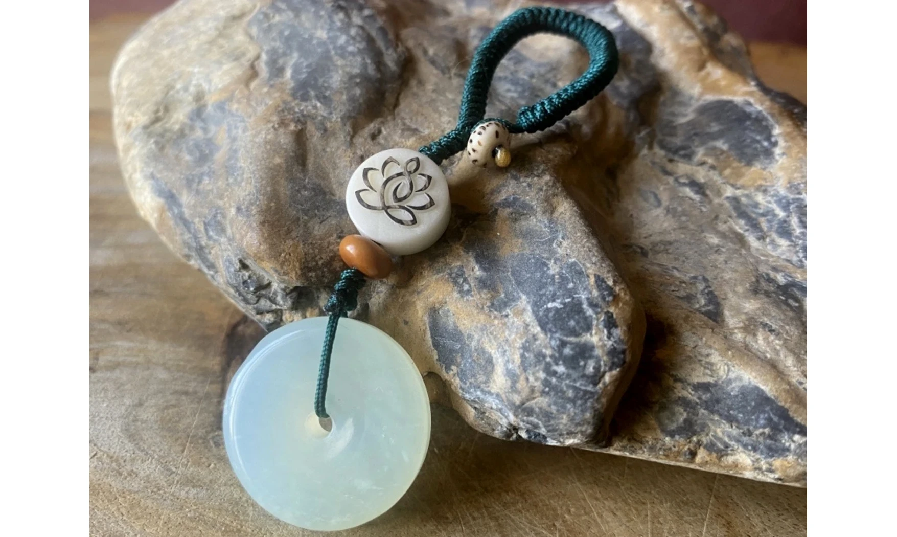 Jade Zen Lotus Keychain