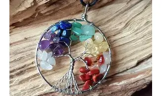 Arbre de Vie 7 Chakras pierres pendentif