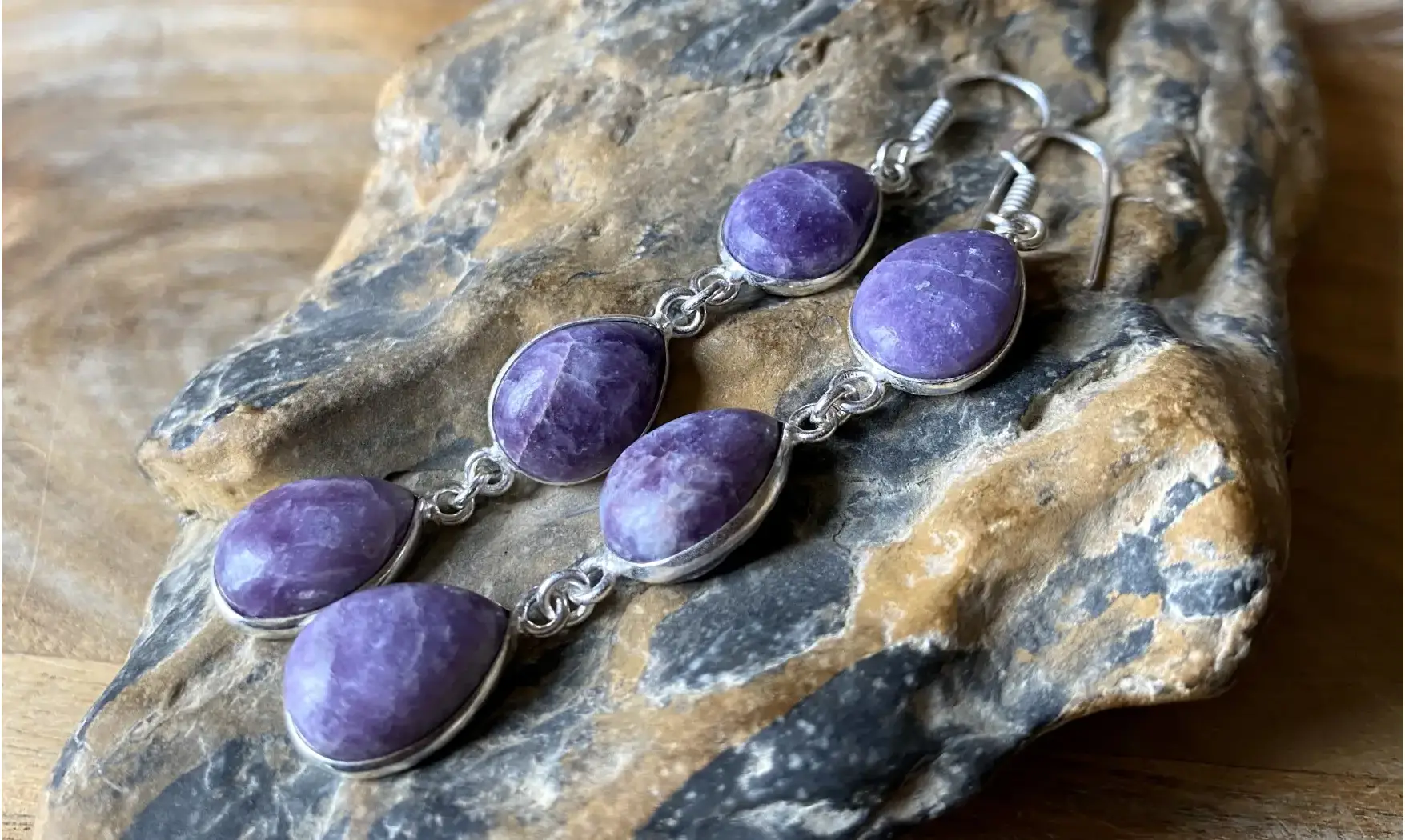 Lépidolite Violette pierre BO Argent