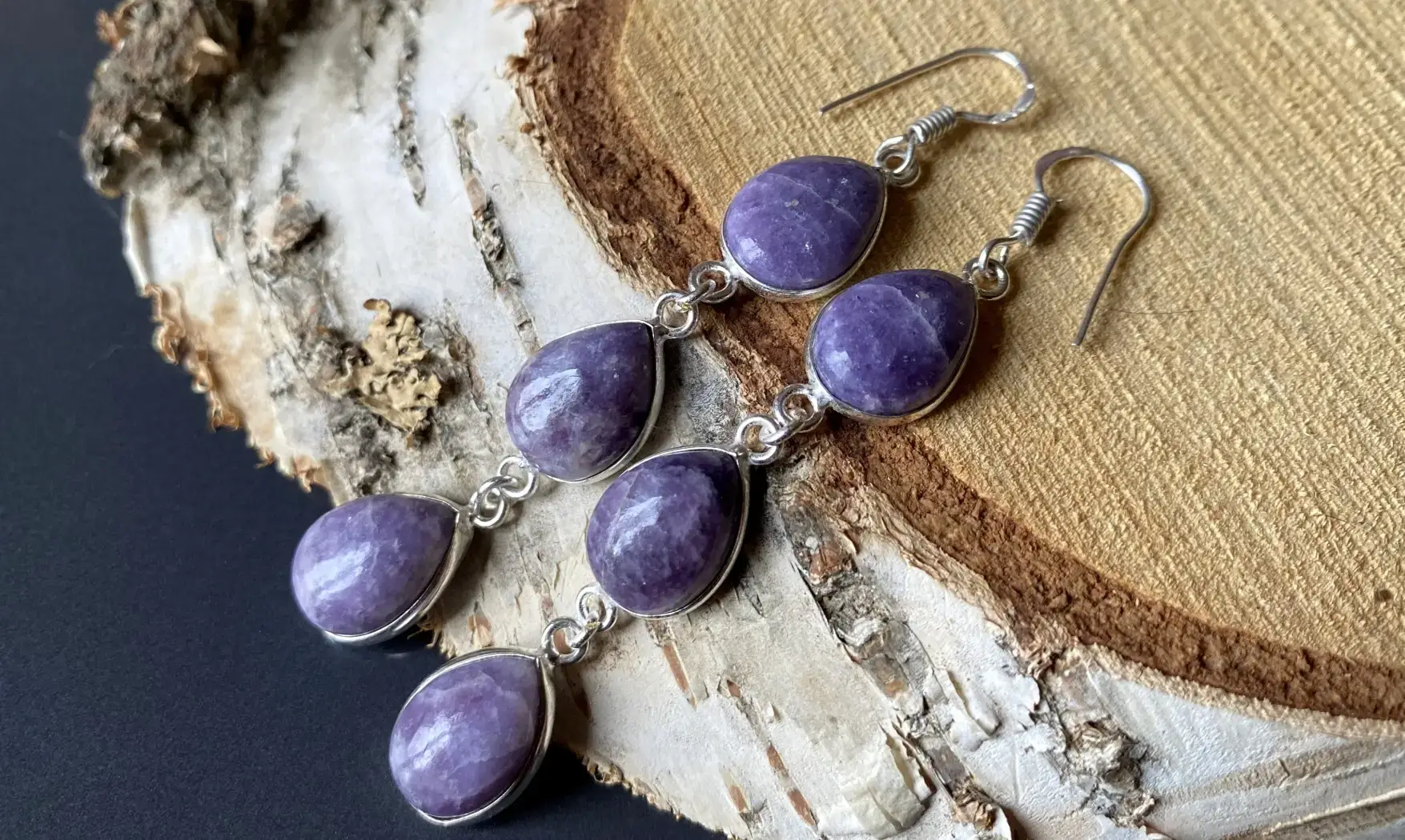 Lépidolite Violette pierre BO Argent