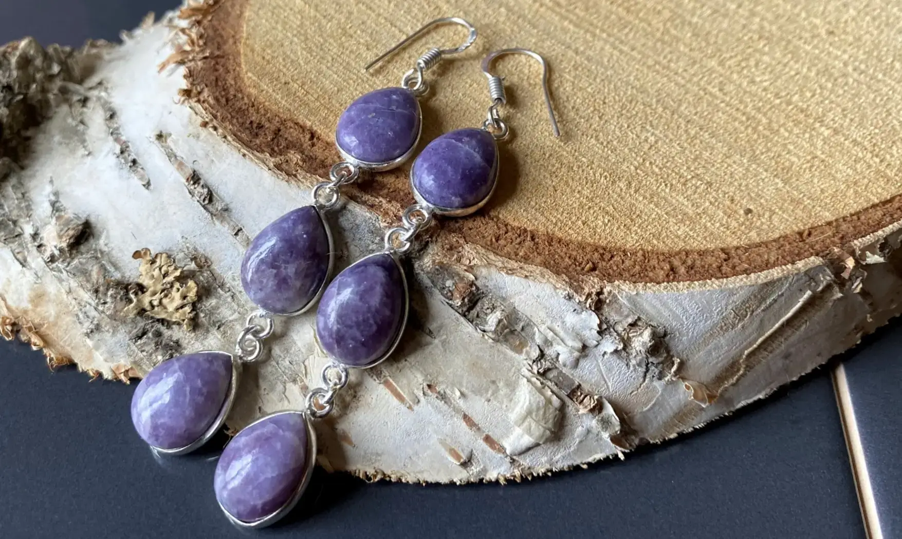 Lépidolite Violette pierre BO Argent