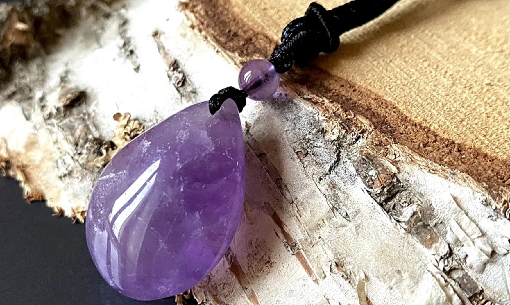 Améthyste pierre percée pendentif C