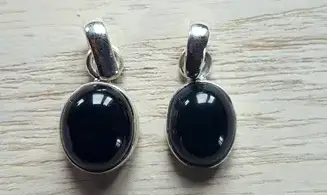 Onyx noir pierre pendentif & Argent