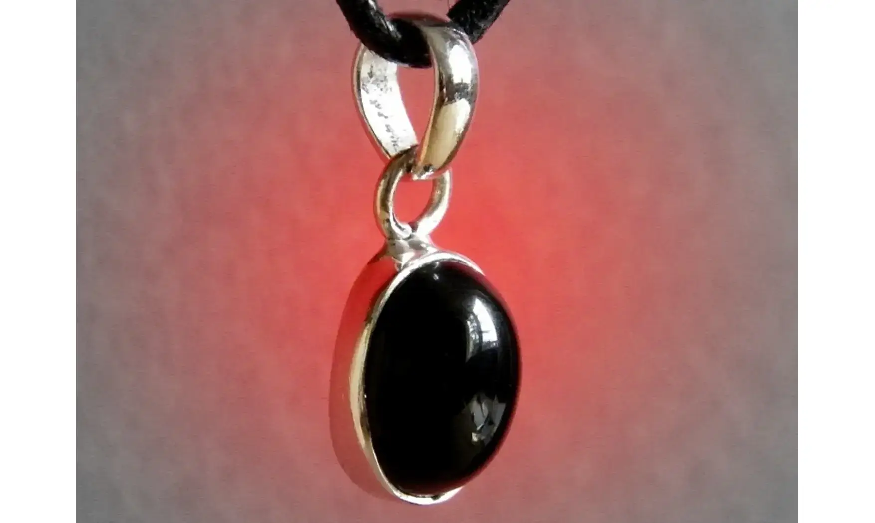 Onyx noir pierre pendentif & Argent