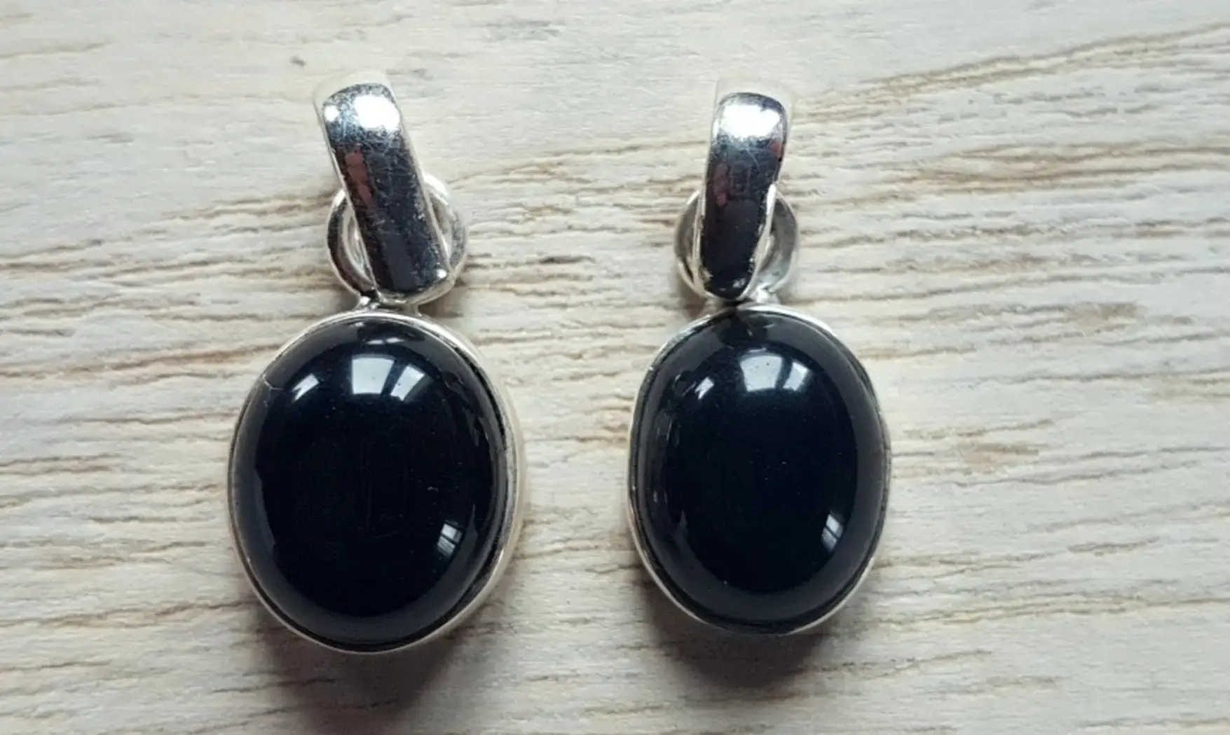 Onyx noir pierre pendentif & Argent