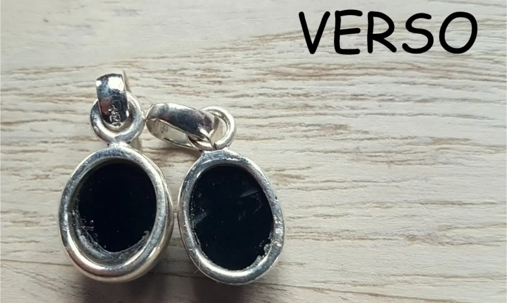 Onyx noir pierre pendentif & Argent