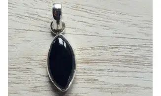 Onyx noir pierre pendentif & Argent