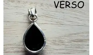 Onyx noir pierre pendentif & Argent